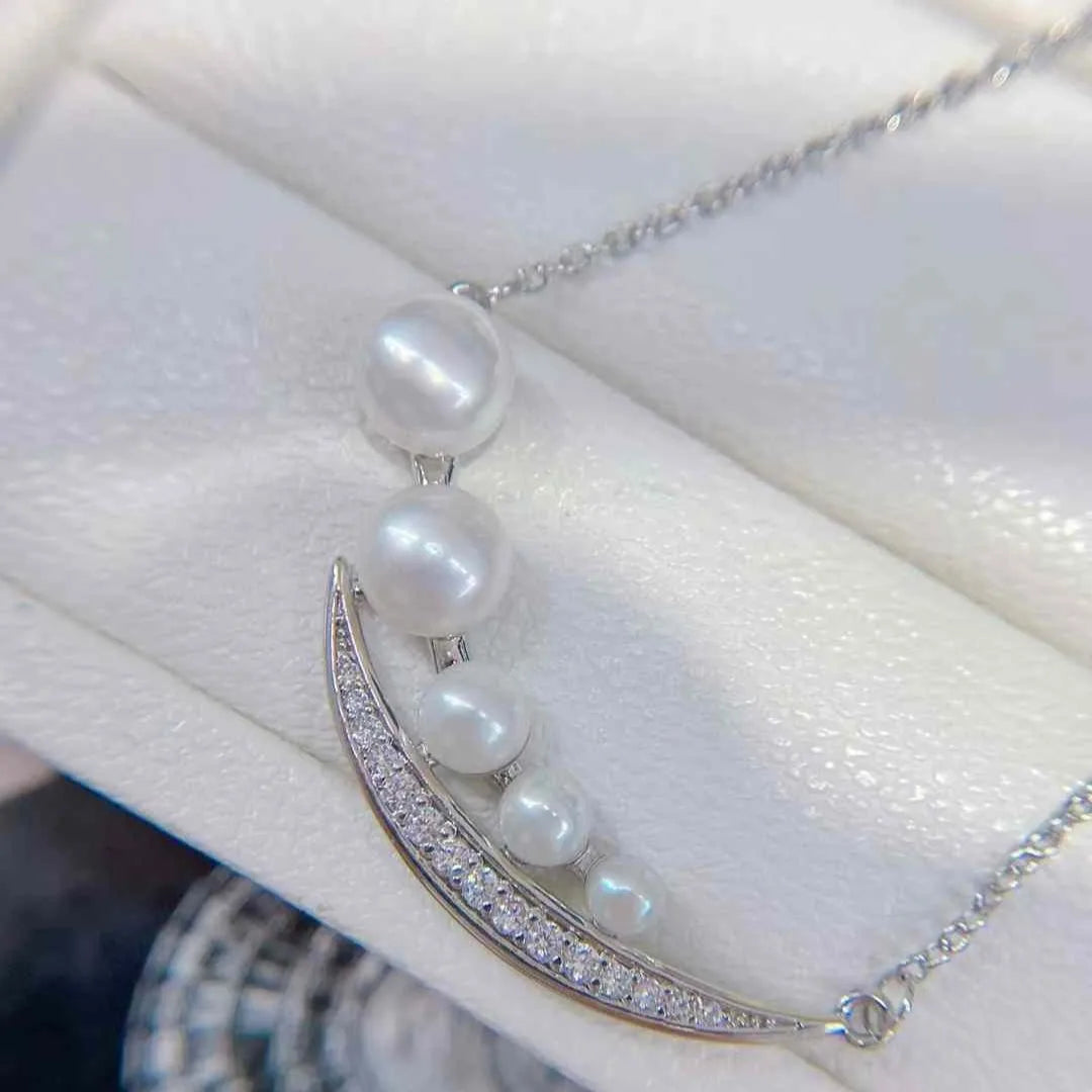 Natural Freshwater Pearl Necklace for Girls 3-7mm Multi-Bead Jewelry with Smiling Balance Beam Bread Shaped