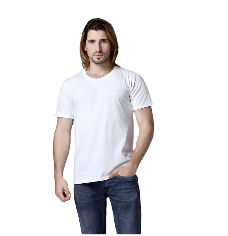Wholesale Short Sleeve 60%Cotton 40%Polyester Plain Blank Men's T-shirt Custom Logo Printed DIY Men T Shirts