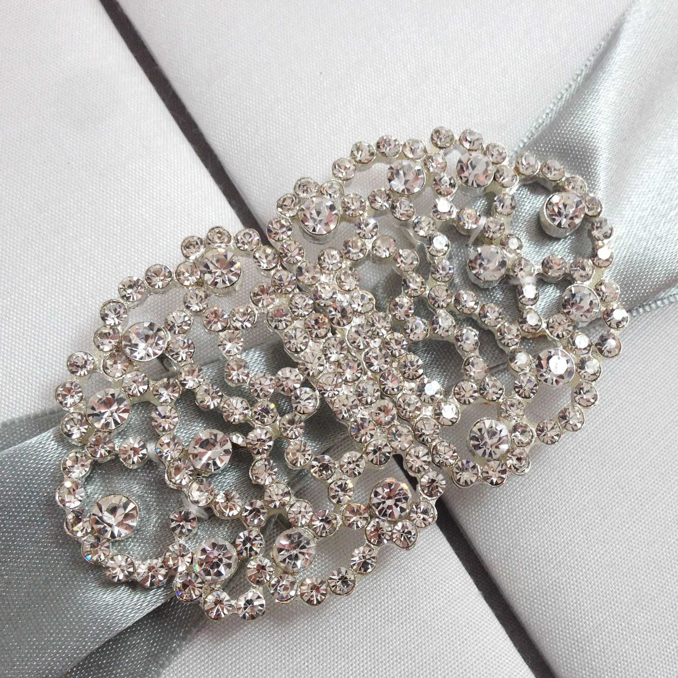 Luxury Silver Rhinestone Crystal Clasp Pair Buckle