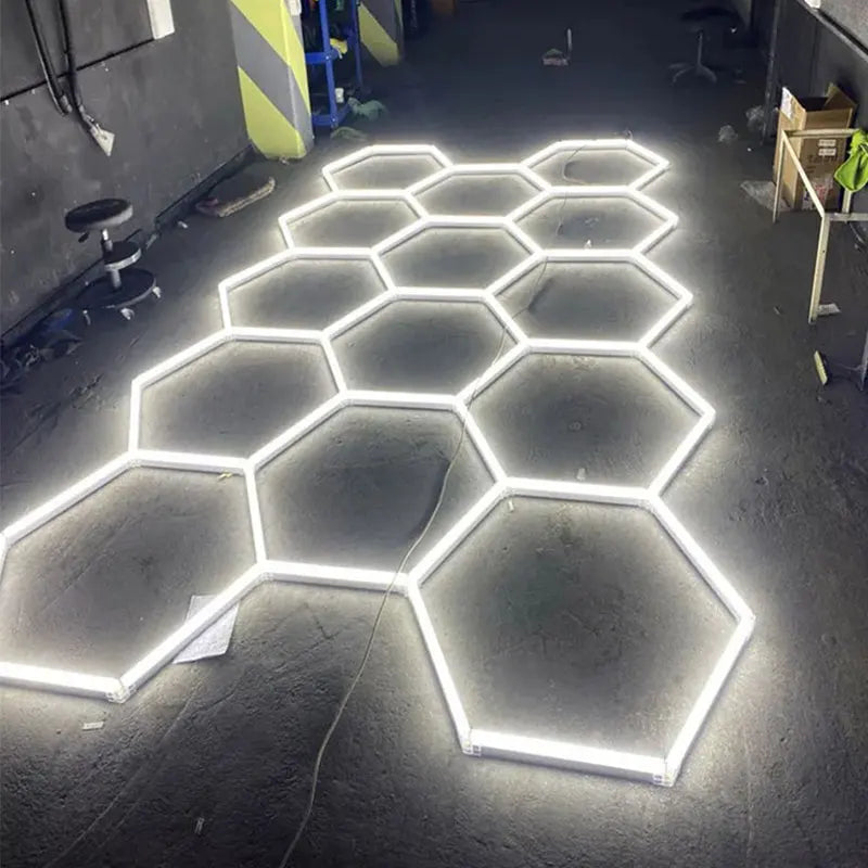 Hexagon Ceiling Light for Garage Car Wash Station & Auto Showroom - Durable LED Lighting Fixture