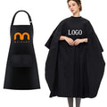 Polyester Hair Salon Makeup Haircut Gown Custom Logo with Snap Black Barber Apron Hairdresser Capes with Arm Hole