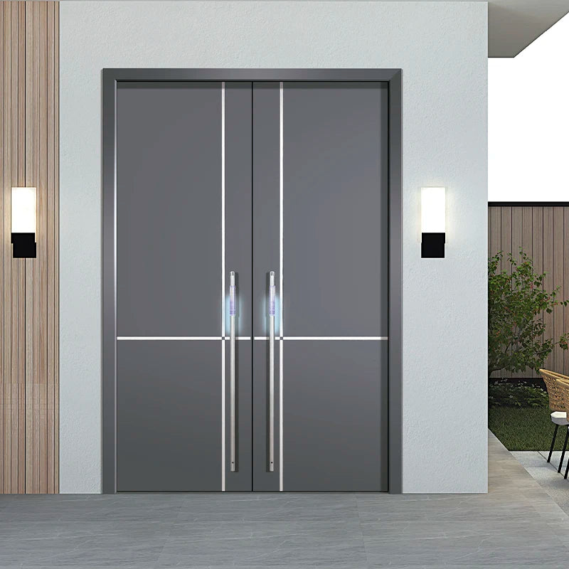 JHR Metal Entry Doors Interior Swing Stainless Steel Metal Art Customized Size Finished