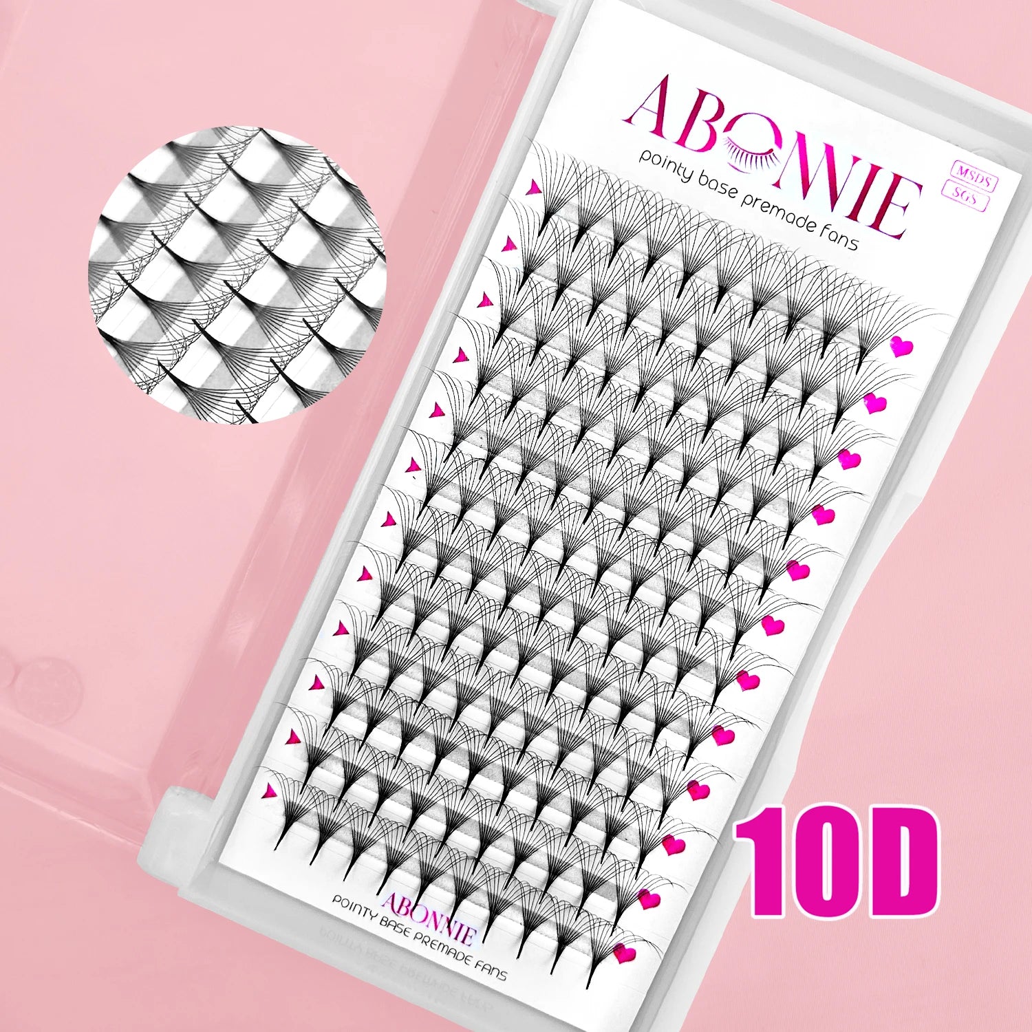 Abonnie 10D 12D 16D Sharp Long Stem Pre Made Lash Fans Pointy Thin Base Premade Volume Fans Premade Eyelash Extension