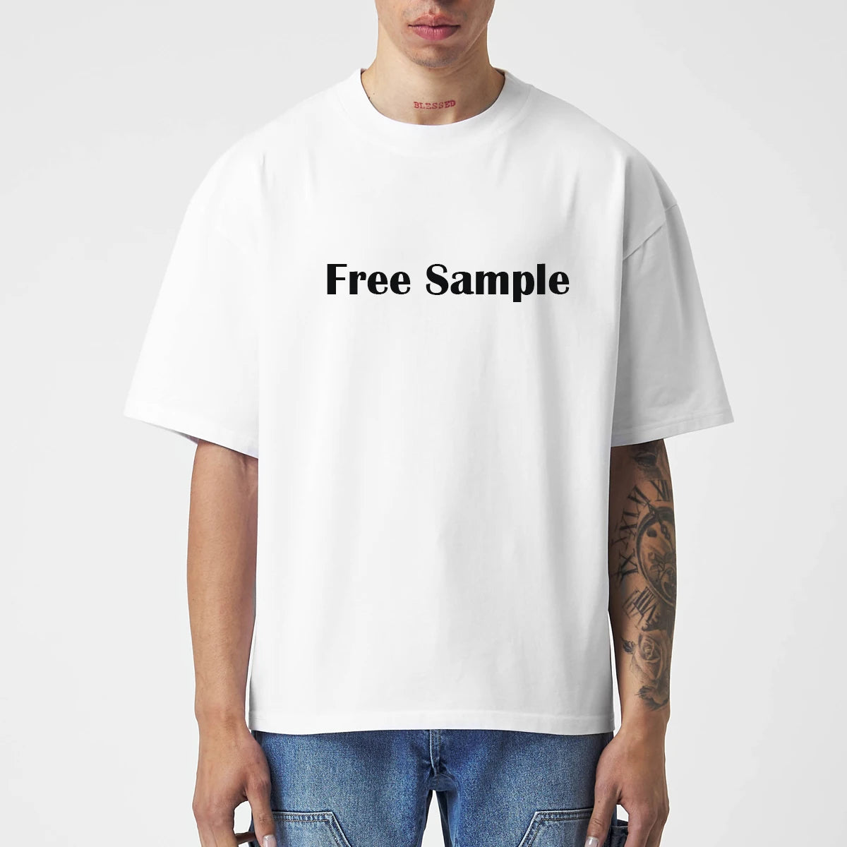 305 GSM 100% Cotton Plain Short Sleeve Oversized Mens Thick T-shirt Heavyweight Blank Custom Logo T Shirt for Men