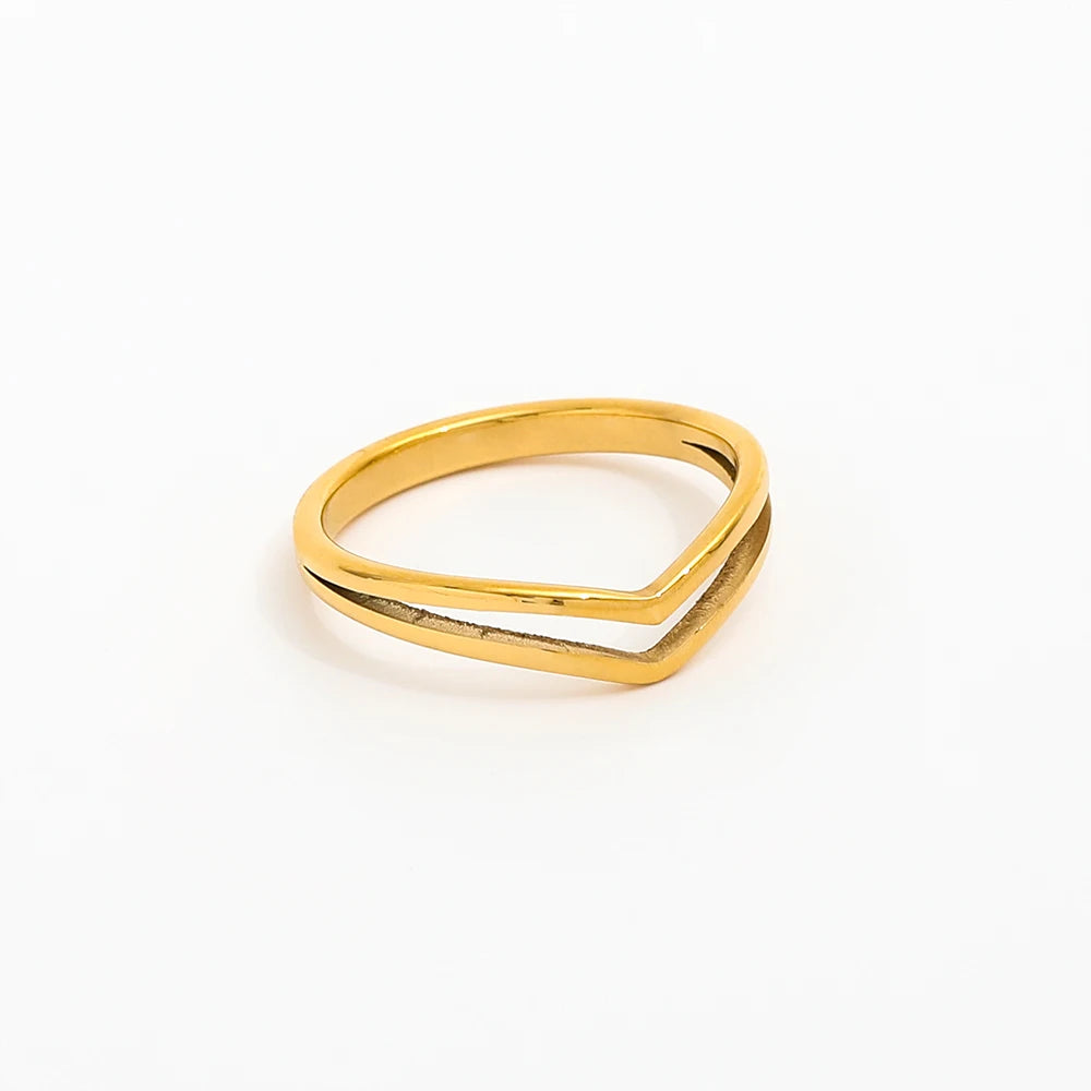 Fenny 18K Gold Plated Fashion Simple Arrow Stackable Ring Trendy for Women No Fade Stainless Steel Wholesale Jewelry