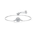 CZCITY 1ct Round Moissanite Bracelet Women 925 Sterling Silver Adjustable Slide Charm Women Bracelet