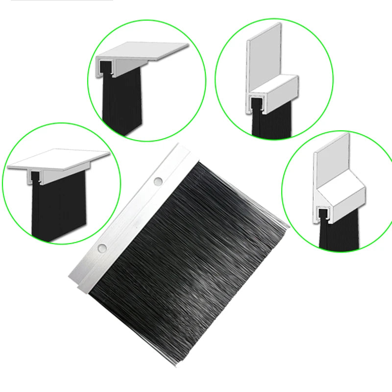 Customized Eco-Friendly Industrial Nylon Brush Strip Aluminum Profile Strip Brush for Cloud Cabinet Rack Industrial Bristle