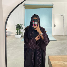 Ladies Abaya Set Solid Color Black Open Abaya V-neck Plus Size Embroidered Headscarf Abaya Dubai Best Selling Monsoon