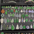 Myanmar a Goods Jade Goddess 18K Inlaid Ruyi Leaves Buddha Lucky Pendant Peace Buckle Genuine Emerald Pendant Wholesale