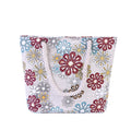 Women's Factory Wholesale Canvas Tote Bags with New Printed Flower Square Design Tourism Inspired Rope Handle for Beach Shopping