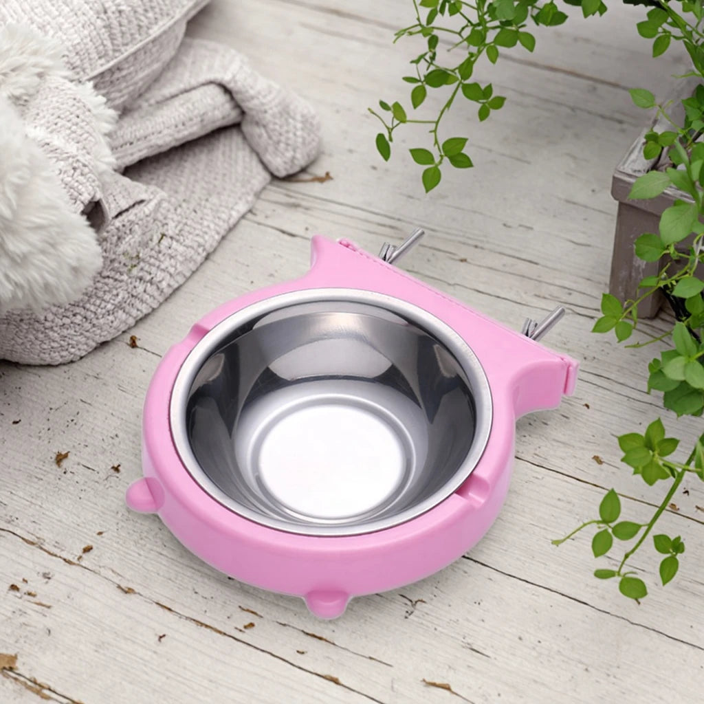 Pet Bowl Hanging Stainless Steel Plastic Dog Food Utensils Cat Feeder Fixed Bowl Drinking Dog Bowl