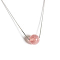 Natural Stone Bead Pendant S925 Silver Chain Amethyst Rose Quartz Strawberry Crystal Round Beads Necklace for Women