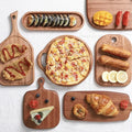 Ownswing Customizable Wooden Serving Tray Pizza Set Handles Sustainable Paddle Board Wood Tray Nature Chopping Blocks Wholesale