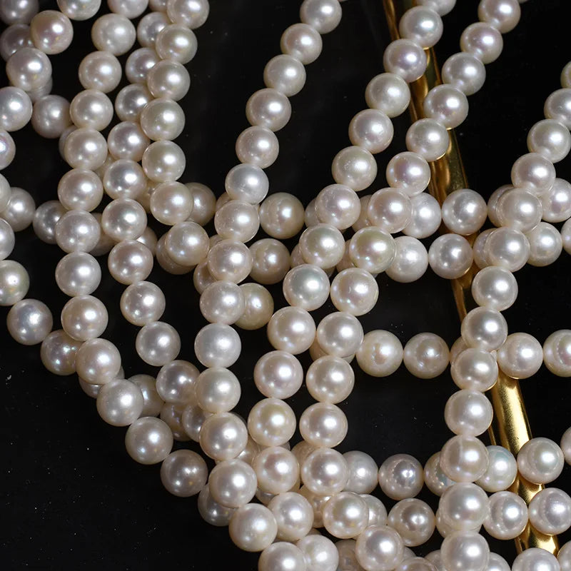 Stock Wholesale 8mm Freshwater Pearls Elegant White Round Loose Pearls for DIY Pearl Necklace