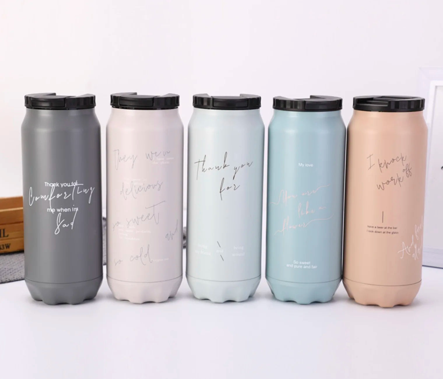 500ml Stainless Steel Thermos Double Wall Insulated Vacuum Tumbler Light Weight Cola Tin Can Direct Drink Water Food 400ml