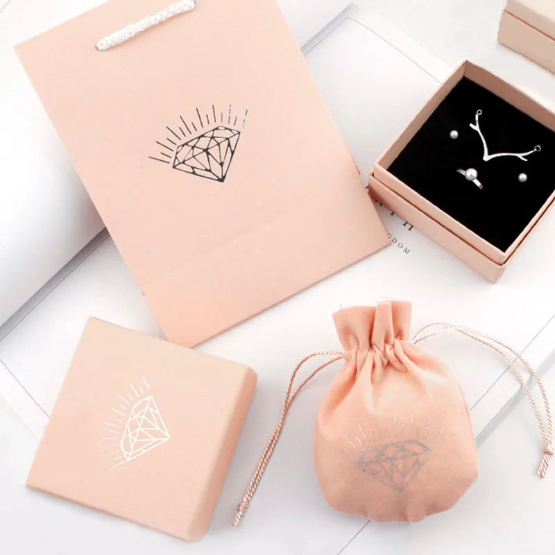 Custom Logo Drawstring Jewelry Pouches Portable Earrings Necklace Jewelry Travel Pouch Velvet Jewelry Drawstring Pouch Bag