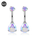 ASTM Titanium Women's Wedding Gift Belly Button Rings WaterDrop Zircon Claw Setting Navel Internal Thread Curved Banana Body