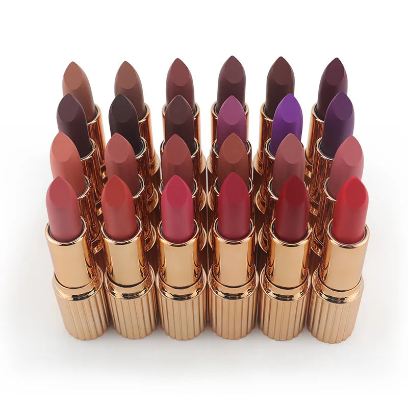 Vegan Matte Lipstick with Magnetic Black Tube Packaging Private Label Nude Red Cream Lipstick Wholesale
