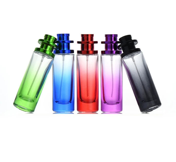 Colored Cylindrical Glass Perfume Bottle Creative Gradient Color 20ml 30ml Empty Portable Cosmetics Perfume Spray Bottle