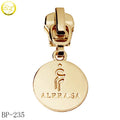 Fancy Bags Accessory Metal Circle Puller Tags Customized Hollow Letter Gold Metal Puller Logos for Coat
