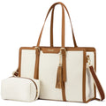 LOVEVOOK Waterproof Canvas PU Leather Woman Laptop Tote Bag Large Capacity Luxury Handbags Fits 15.6 Inch Laptop for Office Work