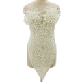 WDP-609  Handmade 3D Wire Rhinestone Bodice Patch Beaded Pearls Appliques for Weeding Dress