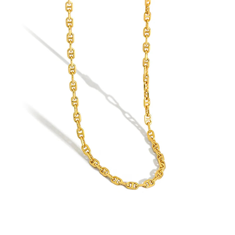 Choker Pig Nose 925 Sterling Silver Stacking Chain Necklace