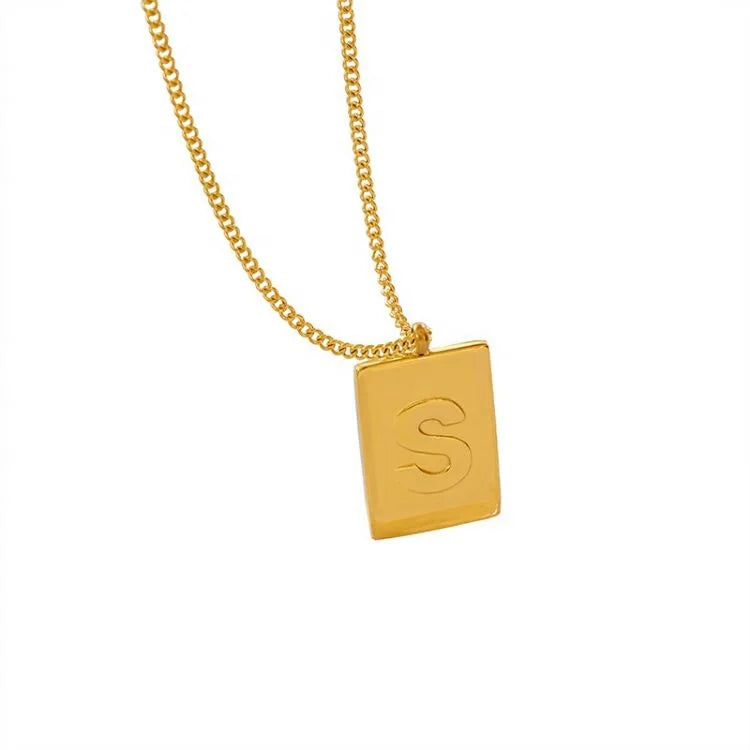 Custom Initial Letter Women's Stainless Steel S Pendant Necklace with Trendy Link Chain for Anniversary Occasions