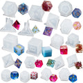 Polyhedral  Dice Mold Set with Letter Number for Resin Casting DIY Personalized Dices Making  Silicone Mold Dice