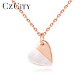 CZCITY Heart Pendant Necklaces S925 Silver Necklace Two Color Plated for Women Charm Jewelry