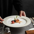 Wholesale Eco-Friendly Bone China Ceramic 5mm Gold Rim Dinner Plates for Weddings