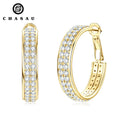Women's Luxury 925 Silver Wedding Jewelry Double Full Gra D Color VVS1 Moissanite Luxury Hoop Earrings Double Diamond Wedding
