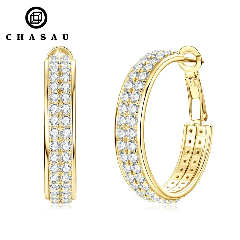 Women's Luxury 925 Silver Wedding Jewelry Double Full Gra D Color VVS1 Moissanite Luxury Hoop Earrings Double Diamond Wedding