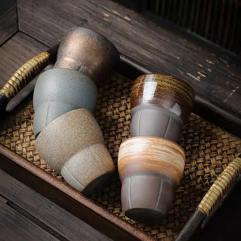 New Design Japanese Rural Retro Minimalist Pottery Ceramic Coffee Mug 170ml Luxury Mini Tea Cup Back to School