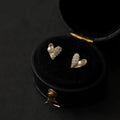 Vintage Cute Fancy Pure 925 Sterling Silver Zirconia Pearl Heart Shaped Stud Earrings for Women Girls Jewelry