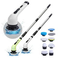 9pcs Replaceable Heads Electric for Spin Scrubber Waterproof Rechargeable Cordless Cleaning Brush with Long ABS Plastic Handle