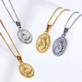 Gold Plated Catholic Christian Jewelry Mother Cameo Design Virgin Mary Pendant Necklace Jewelry Stainless Steel Cross Necklace