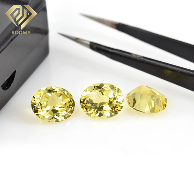 Pulled Grown Customized Oval Cut Yellow Sapphire Lab Grown Sapphire Corundum