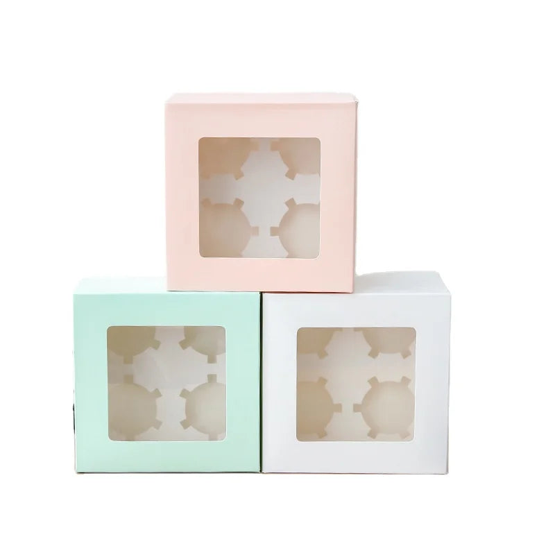 Transparent Pastry Cupcakes Package Box Cupcake Boxes 4/6/12 Hole White Cupcake Boxes
