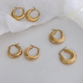 Stainless Steel Wholesale 18K Gold Hoop Earrings Fashion Non Tarnish Accessories Earrings Vintage Chunky Texture Hoops