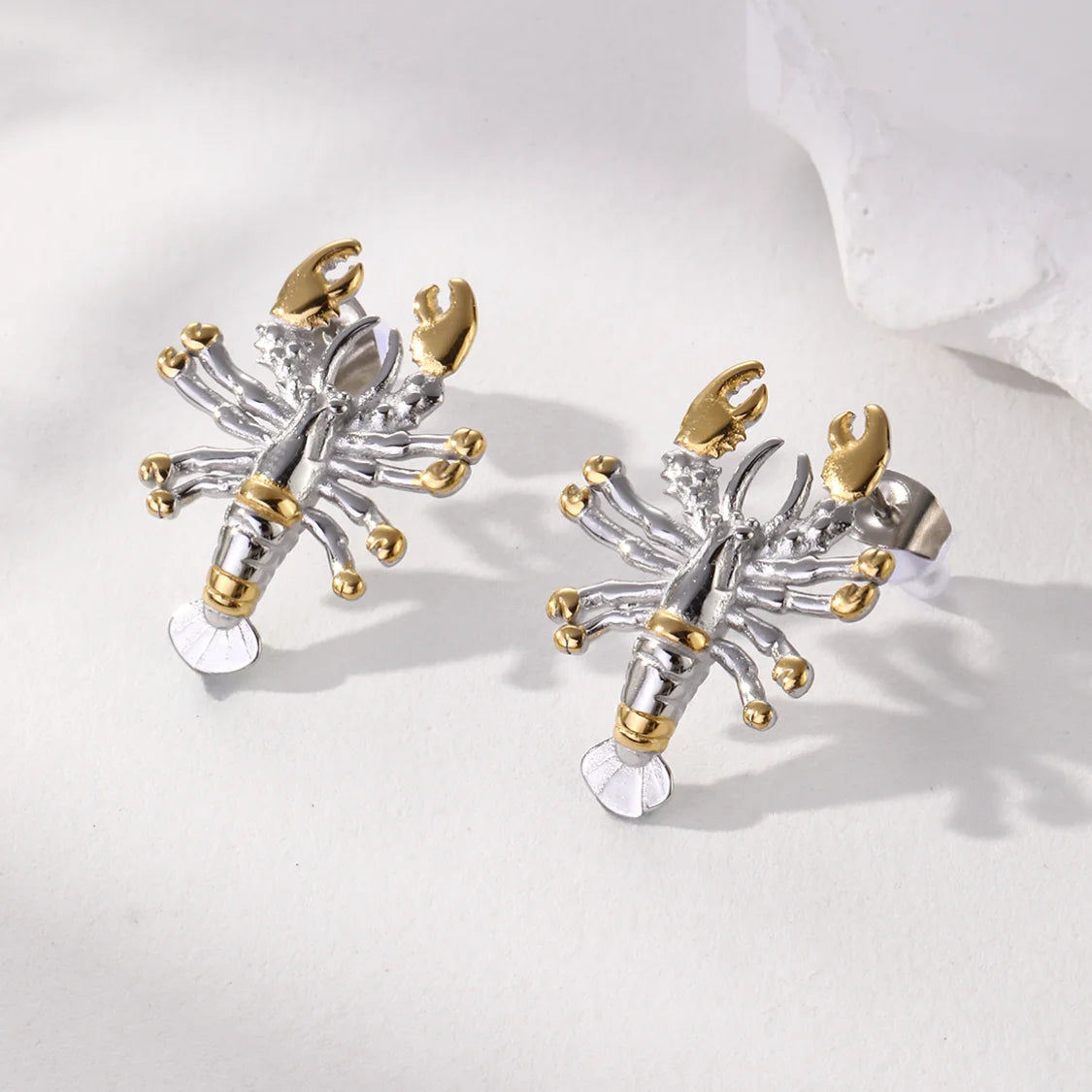 18k Stainless Steel Waterproof Feng Shui Ornament Lustrous Lobster Earrings