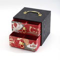 Vintage Wooden Jewelry Box with Double-Layer Drawer for Necklace & Earring Storage Metal Handle