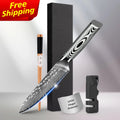 Free Shipping 5 Inch Vg10 Damascus Steel Utility and Steak Knives Non Serrated 5" with Grey G10 Handle Free logo