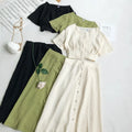 Summer Dress Women Suits New Single Breasted 2 Piece Set Elegant Short Sleeve V Neck Chic Tops and Mid-Calf Skirt Female Elegant