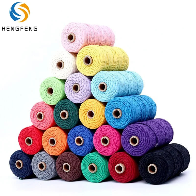 Custom Colored 100% Cotton Macrame Cord Luxury 6mm 2mm 3mm 4mm 5mm Cotton String for Shoes Bags Garments