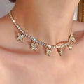 Hip Hop Crystal Rhinestone Butterfly Tennis Necklace for Women Girls