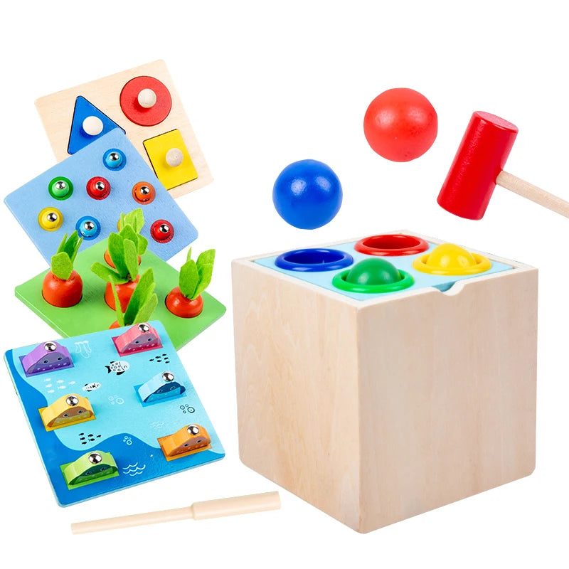 Starting Point 5-in-1 Montessori Wooden Educational Puzzle Game for Preschool Kids 2-8 Years Old Unisex Learning Toy