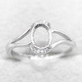Sterling Silver 6*8mm Semi Mount Ring Frame Empty Blank Support Claw Setting S925 Base Holder Without Center Stone for DIY Inlay