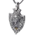 S925 Thai Silver Vintage Indian Eagle Shield Tribal Legend Old Chief Men Pendant Domineering Personality