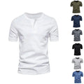 US Size Men's Round Neck 100% Polyester 210GSM Button up Short Sleeved T-shirt Leisure Fit Sports Running T Shirt
